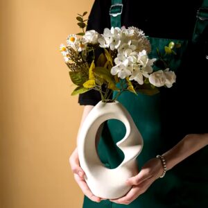 2 piece Home Hotel Living Room Lobby Lounge Elegant Ornament Craft Tabletop Flower Vases Abstract Modern Ceramic Vase Set - Image 6