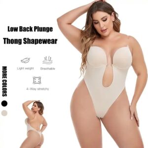 Wholesale Seamless U Plunge Backless Thong Bodysuit Tummy Control Women Invisible Plunge Bra Body Suit shapewear dress - Image 3