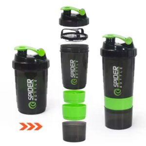 Shaker Bottle Workout Gym BPA Free Protein Shaker Bottle with Powder Storage Pill Organizer - Image 4