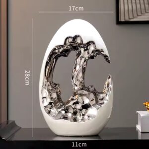 Simple modern high-end living room wedding interior design ceramic silvery egg decoration home luxury decor accessories - Image 4