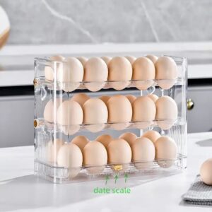 3 Layers Egg Storage Container Egg Organizer Holder for Refrigerator 30 Grids Detachable Egg Storage Box Clear Plastic Kitchen - Image 4