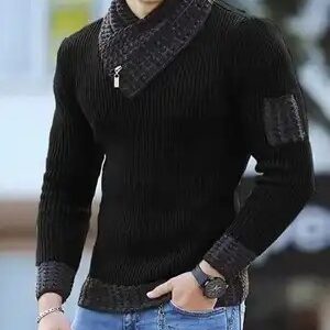 Men's Solid Knitted Turtleneck with zipper Pullover Long Sleeve Cheap Plus Size Slim Fit Thick Man Sweater - Image 6