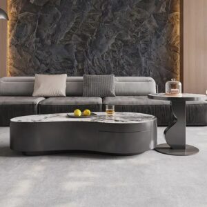 Light Luxury Allotype Coffee Table Home Living Room Small Apartment Stainless Steel Designer Rock Plate Coffee Table - Image 5