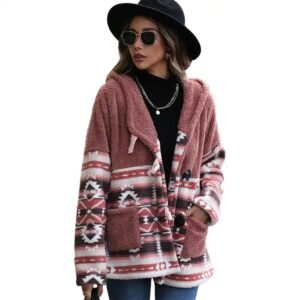 Classic Women Long Sleeve Loose Zipper Hoodie Jacket Thick Warm Fur Casual Coats Ladies - Image 4