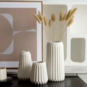 Modern creative 3-piece set white ceramic vase for home decor centerpieces decor - Image 4