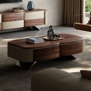 Mid-Century Walnut Veneer Tea Table Modern Living Room Retro Solid Wood Tea Table - Image 4