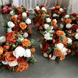 new 60cm white and burnt orange artificial flower ball for wedding centerpieces decoration - Image 3