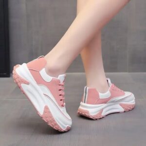 Wearing Fashionable Women's Shoes For Summer New Thick Soled Sponge College Style Color Blocked Casual Student Sports Shoes - Image 7