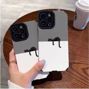 Black Cat Printing Soft TPU Artificial Leather Mobile Phone Cover Case For Iphone 6 7 8 X Xr Xs 11 12 13 14 15 16 Pro Max - Image 3