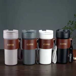 BORGE 500ml Double Wall Powder Coating Stainless Steel Vacuum Insulated Coffee Tumbler With Strap And Sleeve - Image 4