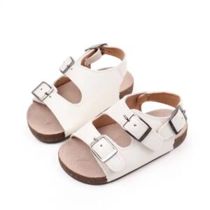 New summer baby walking shoes solid color buckle with wooden soles non-slip casual infants sandals - Image 6