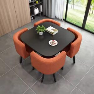 Luxury Saving Place Coffee Table Sets Leisure Modern Round Dining Tables And 4 Chairs Set - Image 4