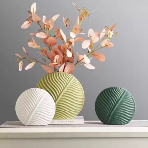 Nordic Ceramic Leaf Shape Vase Living Room Ornament Decor Home Decor Centerpieces Desktop Modern Green Table Flower Vase - Image 4