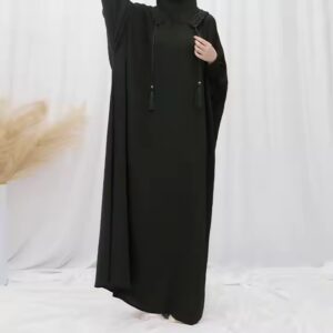 Muslim solid color good quality islamic jilbab wholesale women abaya muslim dresses with hijab and hoodie batwing sleev - Image 5
