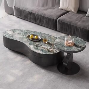 Light Luxury Allotype Coffee Table Home Living Room Small Apartment Stainless Steel Designer Rock Plate Coffee Table - Image 4