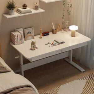 White Wooden Manual Height Adjustable Computer Gaming Desk Lifting Coffee Table With Storage - Image 5