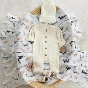 Baby autumn jumpsuit infant long sleeve button body suit rompers baby knitted jumpsuits winter - Image 3