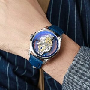 Design Genuine Leather Watch Men With Logo Wristwatch Relojes Hombre Private Label Luxury Skeleton Wrist Watches Manufacturer - Image 5
