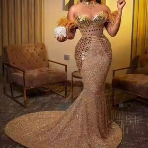 Women Maxi Dress Modest Floor-Length Summer 2024 Mesh Rhinestone Pink Mermaid Plus Size Prom Dresses For Women Elegant - Image 5