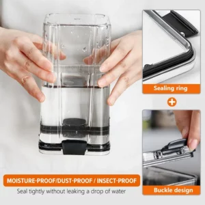 Transparent PET Sealed Cans Clear Kitchen Sealed Dry Food Storage Organizer Airtight Dry Food Storage Container Storage Box - Image 4