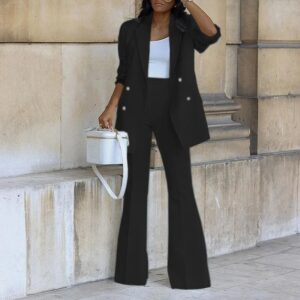 ZL1775 Hot Selling Fashionable Women Long Sleeve Solid Color Suit Blazer And Pants Set For Women Formal Suit - Image 6