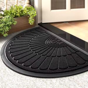 Half round polypropylene loop velvet embossed rubber anti-slip Outdoor Welcome Door Mat Doormats Floor Mat for Entryway - Image 3