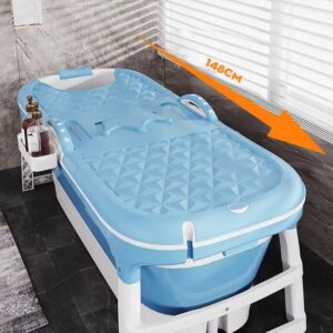 1.48m Portable Folding Bath Tub Easy To Store Foldable Bath Tub For Adults With Massage Roller - Image 6