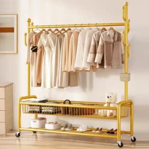 Multi-Functional Movable Bedroom Storage Coat Rack Simple Floor Hanger Double Single Metal Clothes Display Stand Shoe Bathroom - Image 4