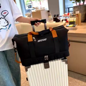 Foldable Waterproof Nylon Duffel Luggage Duffle Yoga Sports Weekend Shoulder Gym Travel Tote Bag Women - Image 4