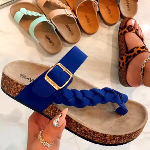 Summer Beach Slides Cork Sandals Fashion Trend Durable High Quality Women PU Rubber Summer Design Angkle Sandals - Image 5