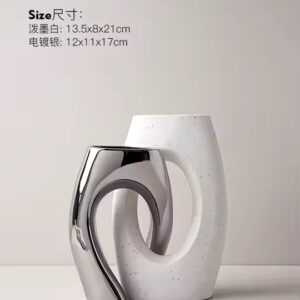 Nordic Ceramic 2-Piece Set of White Irregular Vases Ins Style Flower Arrangement Decoration Advanced Flower Sense Decoration - Image 2
