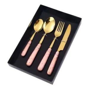 Gift Box 24-PCS Ceramic Handle Knife Fork and Spoon Nordic Style Western-Style Tableware Golden Cutlery Flatware Sets - Image 6