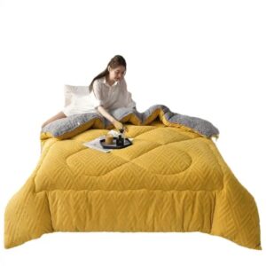 Winter Thickened Warm Light Luxury Double-sided Milk Lamb Velvet Solid Color Quilt Core bedding - Image 6
