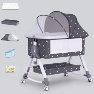 baby bed bedside crib bed adjustable height storage basket rocking infant for new born baby crib - Image 3
