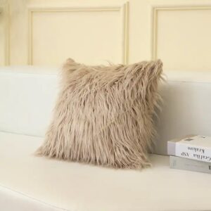 Decorative Sofa Long Faux Fur Throw Pillow Cover Solid Color Soft Mongolian Fur Pillow Cushion Cases - Image 5