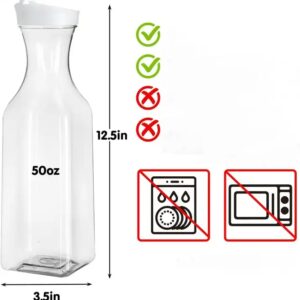 Clear Plastic Beverage Bottle Pitcher Square Base Juice Milk Containers Water Carafe with Flip Top Lid - Image 5