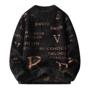 Jacquard Knitwear Men Clothes Crew Neck Cotton Men Pullover Sweater - Image 4