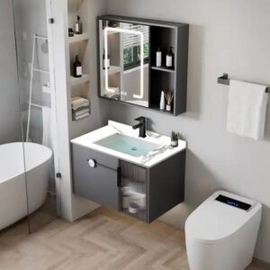 Modern Contemporary Bathroom Cabinets with Mirror and Wash Basin High Quality Storage Solution New and Popular Style - Image 5