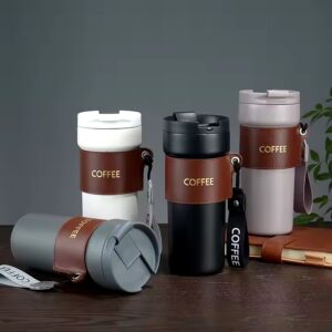 BORGE 500ml Double Wall Powder Coating Stainless Steel Vacuum Insulated Coffee Tumbler With Strap And Sleeve - Image 3