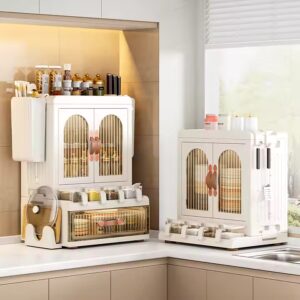 Kitchen Spice Organizer Waterproof Dustproof Large Capacity Partition Storage Seasoning Storage Cabinet - Image 3