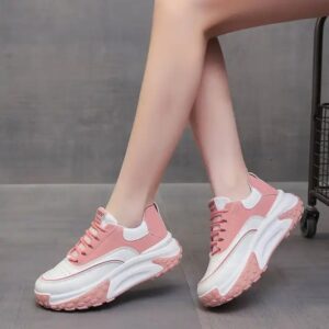 Wearing Fashionable Women's Shoes For Summer New Thick Soled Sponge College Style Color Blocked Casual Student Sports Shoes - Image 5