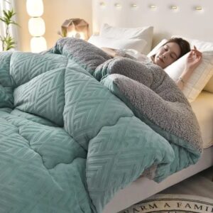 Winter Thickened Warm Light Luxury Double-sided Milk Lamb Velvet Solid Color Quilt Core bedding - Image 5