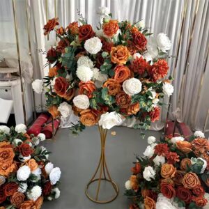 new 60cm white and burnt orange artificial flower ball for wedding centerpieces decoration - Image 5