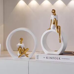 Home Decor Reading Statues Luxury Living Room Table Ornaments Resin Crafts Abstract Figurines For Office Desktop Accessories - Image 1