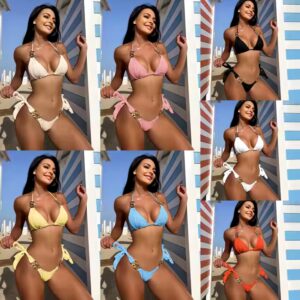 Women's Swimwear 2024 Two Piece Swimsuit Crystal Diamond Swimsuit Micro Thong metallic swimsuit. - Image 7