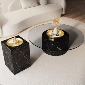 Modern Luxury Living Room Furniture Sets Metal Center Coffee Tables Glass Coffee Table - Image 5