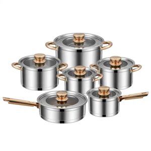 Hot Sale 12Pcs Stainless Steel Cooking Pots And Pans Nonstick Kitchen Cookware Sets Pot Set Cookware Set - Image 3