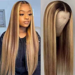 Long straight Ombre Highlight Piano Color Synthetic Wig Vendor Black Women Heat Resistant Wig For Black Women - Image 5