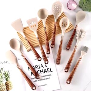 Heat Resistant BPA Free Silicone Kitchen Cooking Utensil Set Wooden Handles Kitchen Tools Spatula Set - Image 5