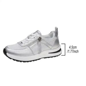 Shoes For Women Foreign Trade New Cross-border Plus Size Flat Bottomed Round Toe Solid Color Front Lace Up Women's Single Shoes - Image 5